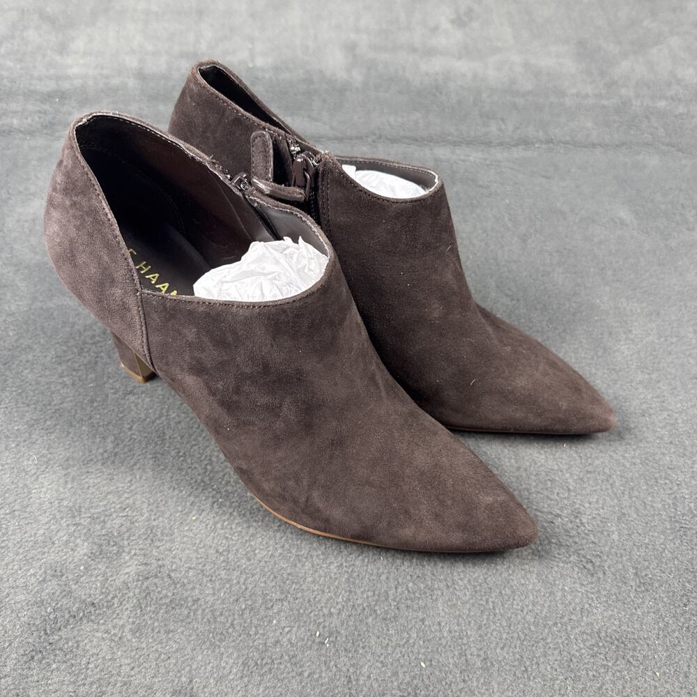Cole Haan Grand 360 Women's Vestry Ankle Booties Size 7.5 Brown Suede Zip Up